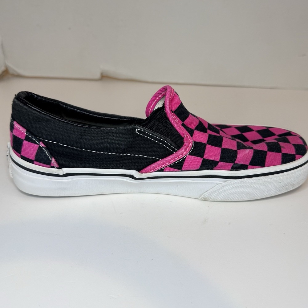 VANS Classic Slip On Checkerboard Black Pink Kids Size 4 Women 5.5 Magenta Skate - Picture 12 of 14